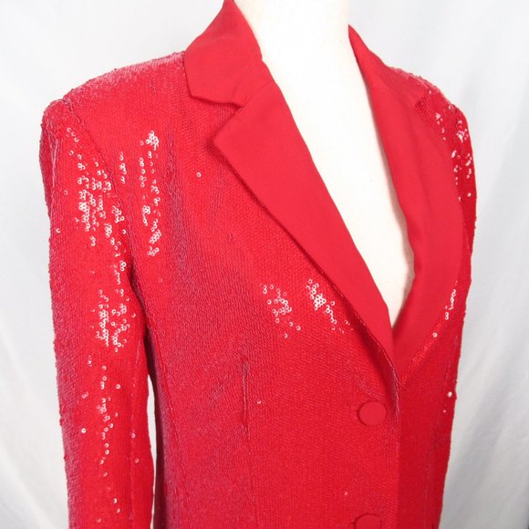 Anthropologie Maeve Sequin Blazer Dress Red - 2 Petite 2P - Picture 9 of 12